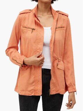 Max Jeans Womens M Coral Tencel Utility Jacket Safari Ralph Lauren Style Boho